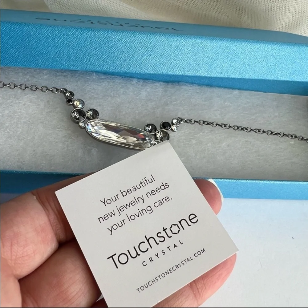 Swarovski Touchstone Crystal Black Cluster Necklace NWT